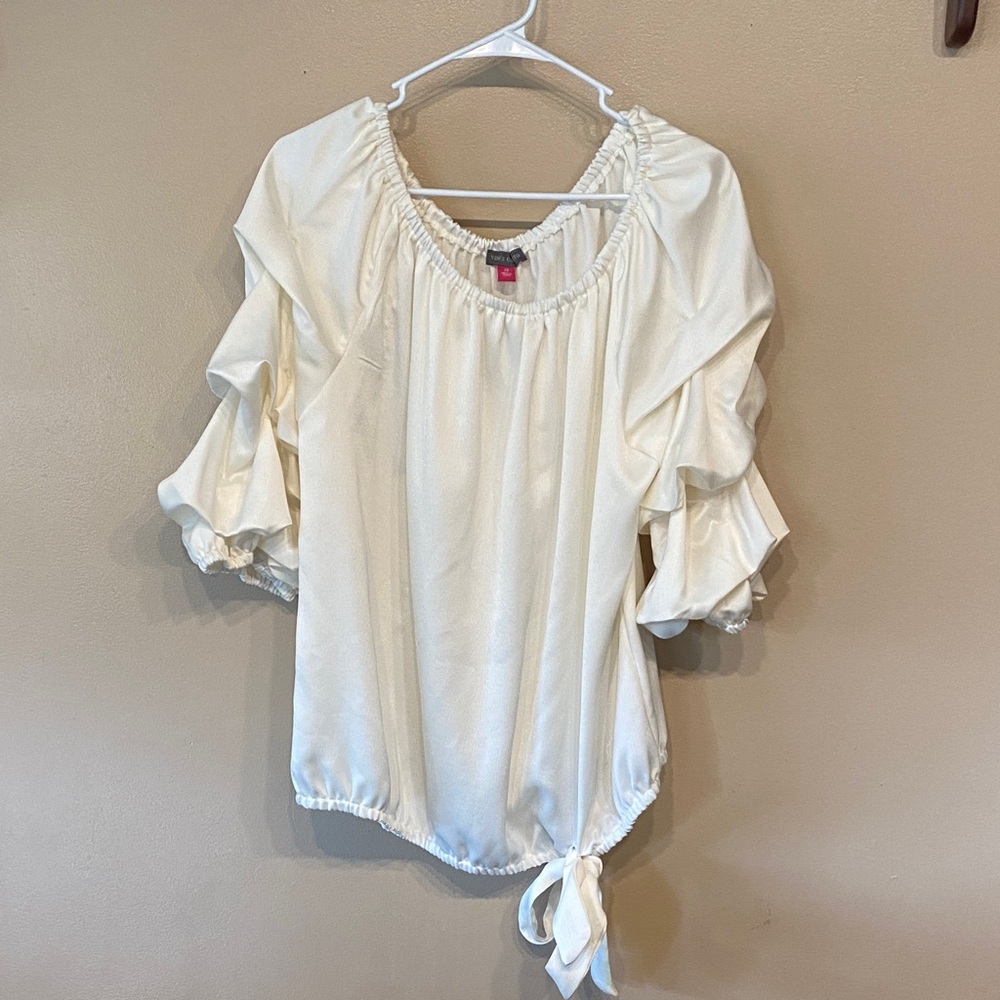 Vince Camuto Ivory Blouse with Puff Sleeves
